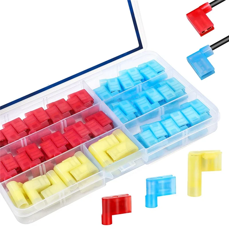 

HHO-прямоугольный лопаточный разъем 22-18/16-14/12-10AWG, 80 шт., нейлоновый быстроразъемный набор клемм для флага, красный/желтый, синий