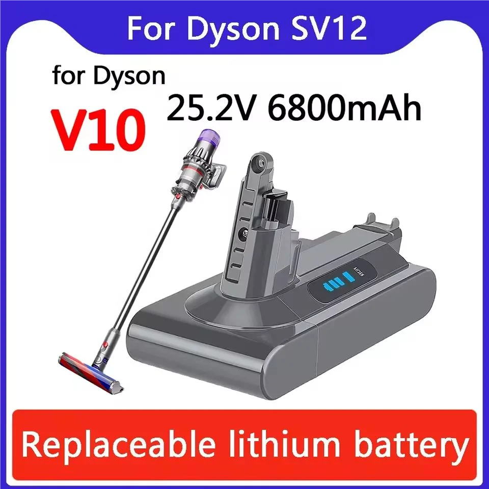 

For Dyson SV12 6800mAh 100Wh Replacement Battery For Dyson V10 Absolute Fluffy Cyclone Models Long Lasting Rechargeable Battery