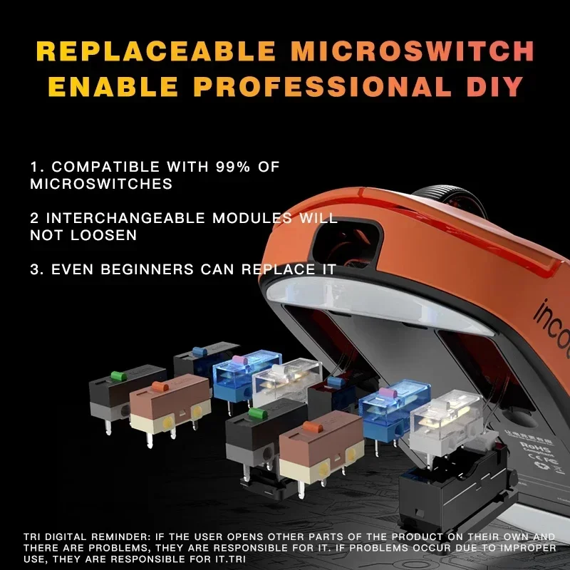 INCOTT G23 Mouse da gioco wireless Dual Mode Sensore PAW3950 8K Basso ritardo Ricarica rapida Batteria S-SB Mouse regalo ergonomico per giochi per PC