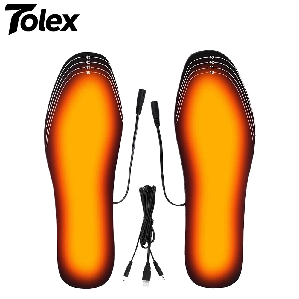 

Tolex USB Rechargeable Heated Insoles DIY Size 35-46 Heated Shoes Pad for Outdoor Skiing Winter Foot Warmer Sock Pad Winter