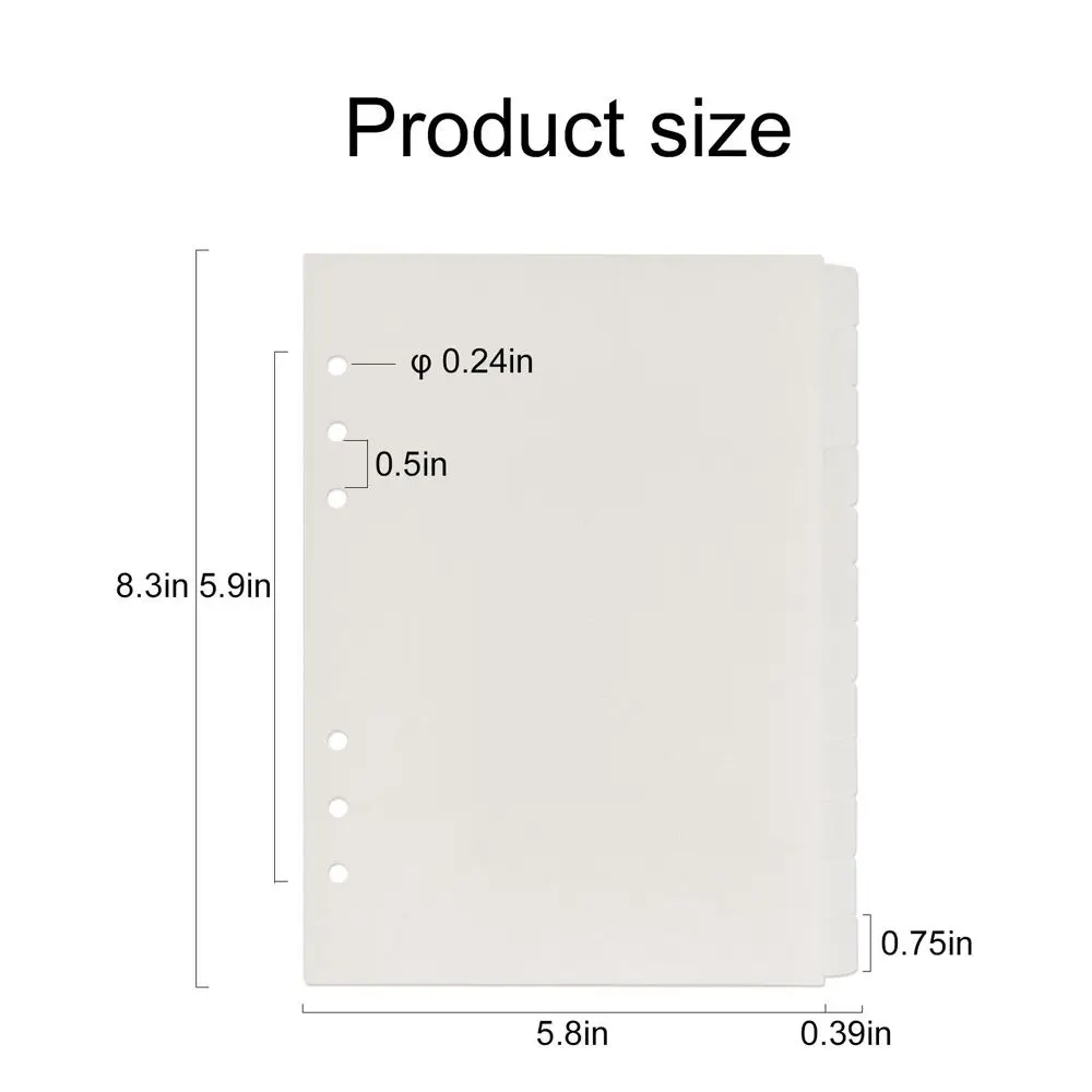 Binding Supplies หลวมสําหรับ A5/A6 โน้ตบุ๊คสมุดบันทึกสติกเกอร์ Binder Index Separator หน้าแบ่ง Binder Index แบ่ง