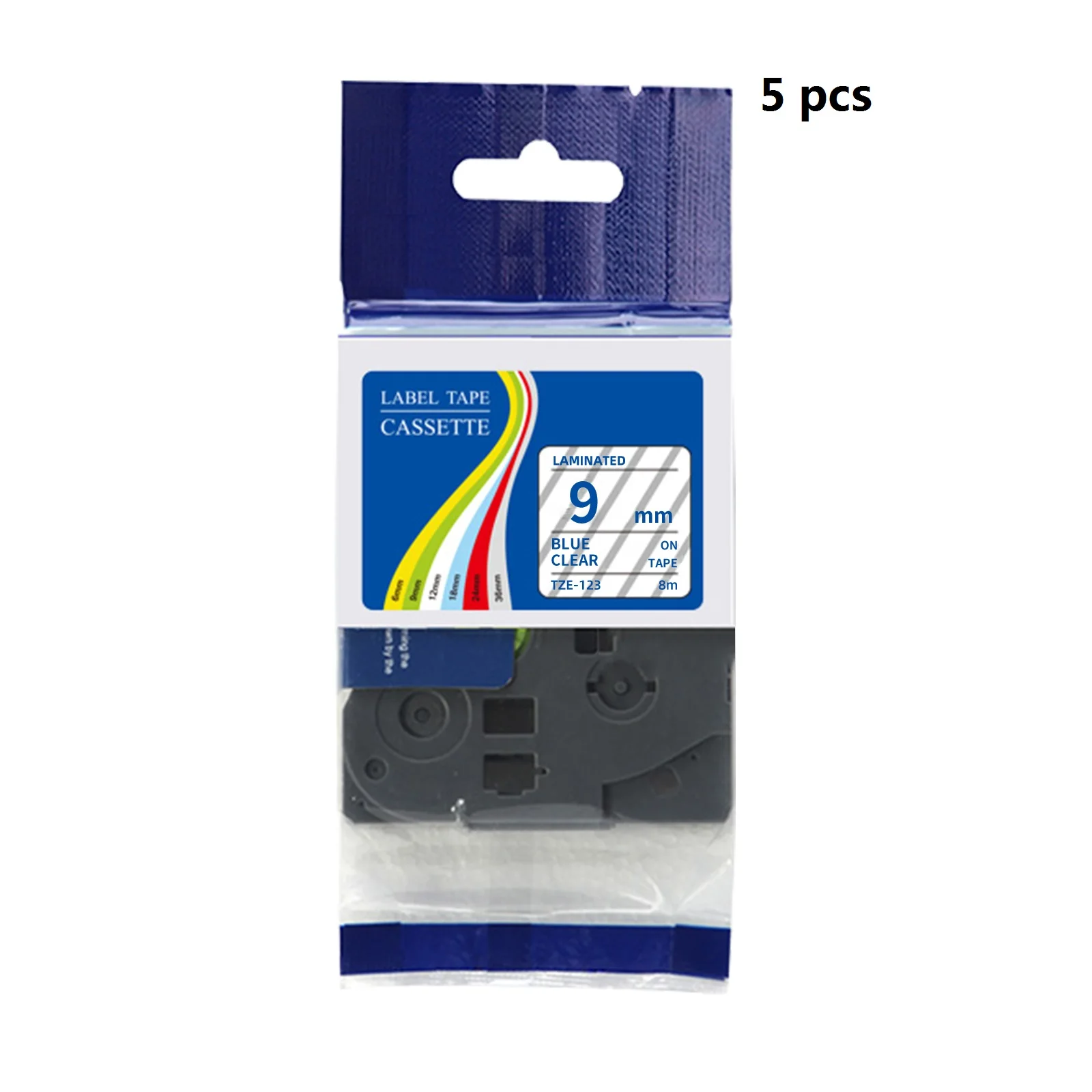 5 Pcs Compatible Brother TZe Lamilated Label Tape 9mm wide 8 meter long for Brother P Touch Printers