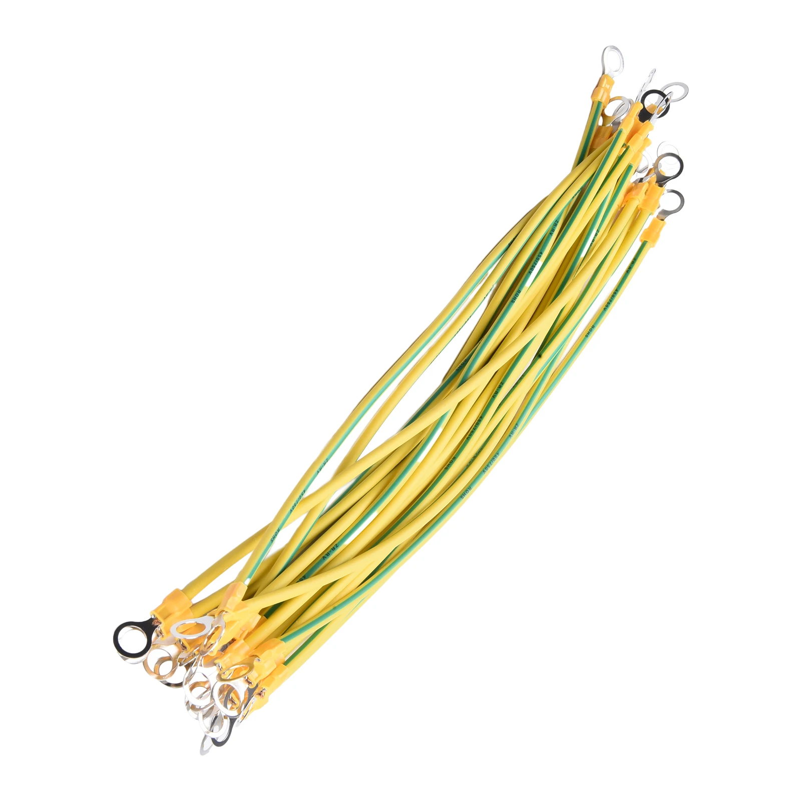 20Pcs Yellow Green Ground Wire Solar Photovoltaic Panel Ground Wire With O Ring Terminal 2.5/4/6 Square 14/12/10AWG view 3