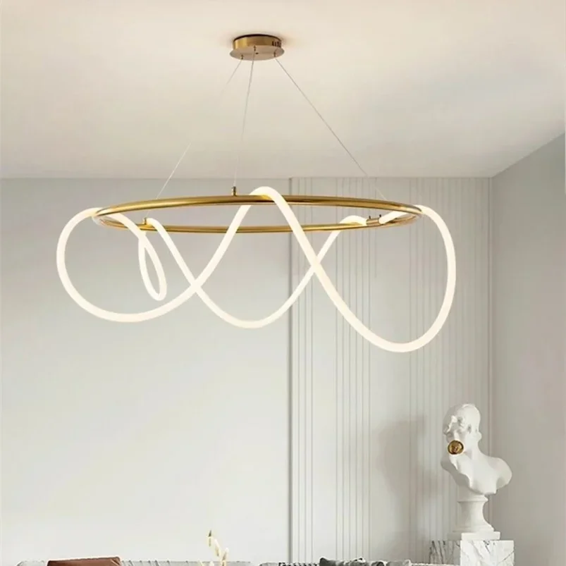 

Led Tube Ceiling Chandelier Note Curve pendant light For Dining Table Living Room Ornaments Hanging Lamp Lustre Lighting