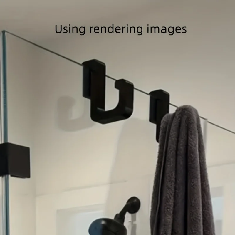 2 Stück 3D-Duschkabinen-Handtuchhaken für 8mm Glastüren, Badezimmer-Aufhänger für Kleidung, Handtücher, Bademäntel, Wäsche, Wohnheim, Apartment