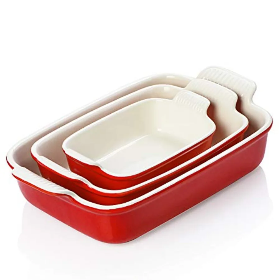 

g Pans t Ceramic 9x13 g Dis wit andle Recular Casrole Dises for Oven akeware ts of 3 Durale Lasagna Pan Deep for Kitcen anquet