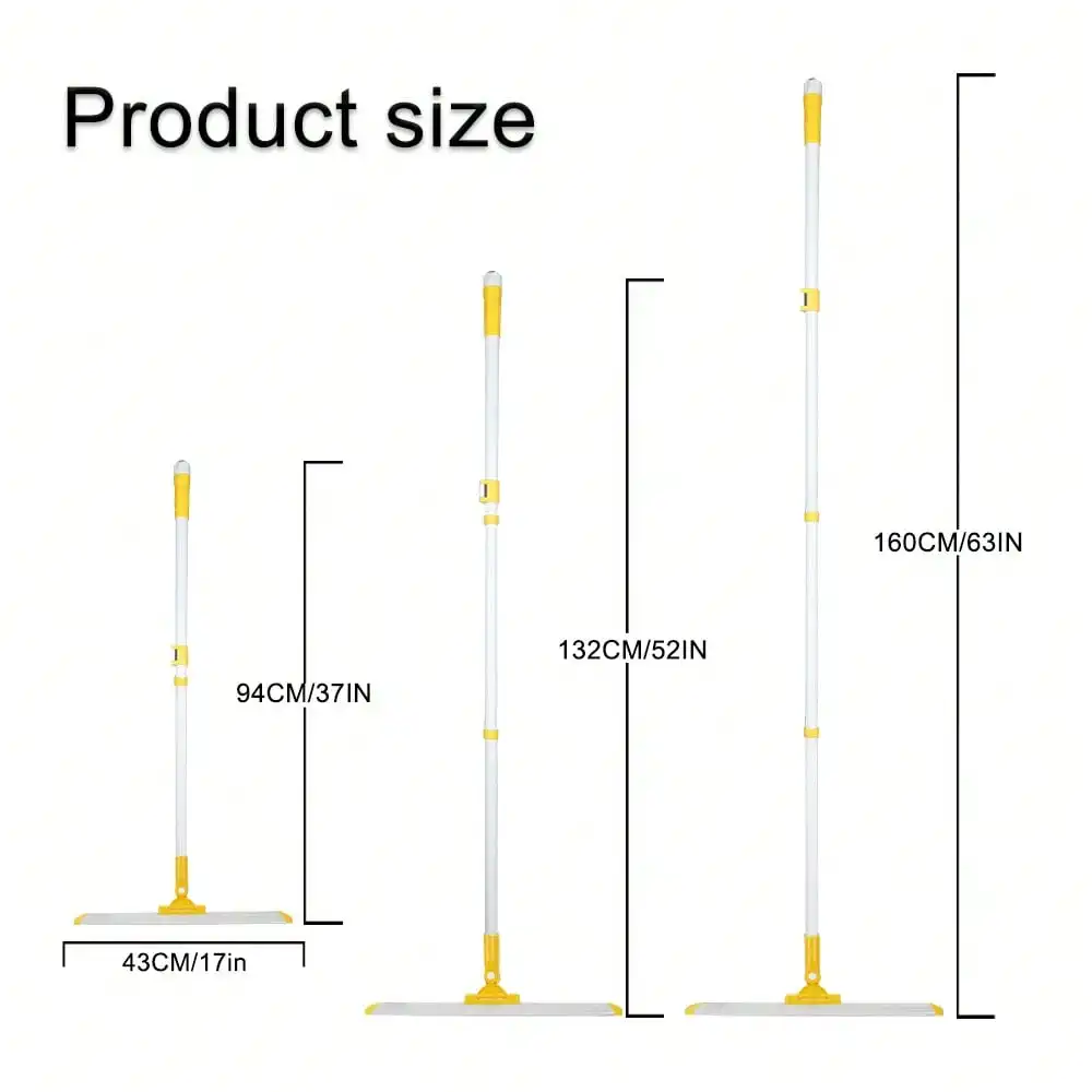 Flat Floor Mop Modern Sleek Stainless Steel Telescopic Handle Microfiber Mop 2 Washable Pads 1 Scraper Wet & Dry For Hardwood Laminate Tile Kitchen Bathroom Floor Cleaning Essentials Housewarming Gift Christmas Decor