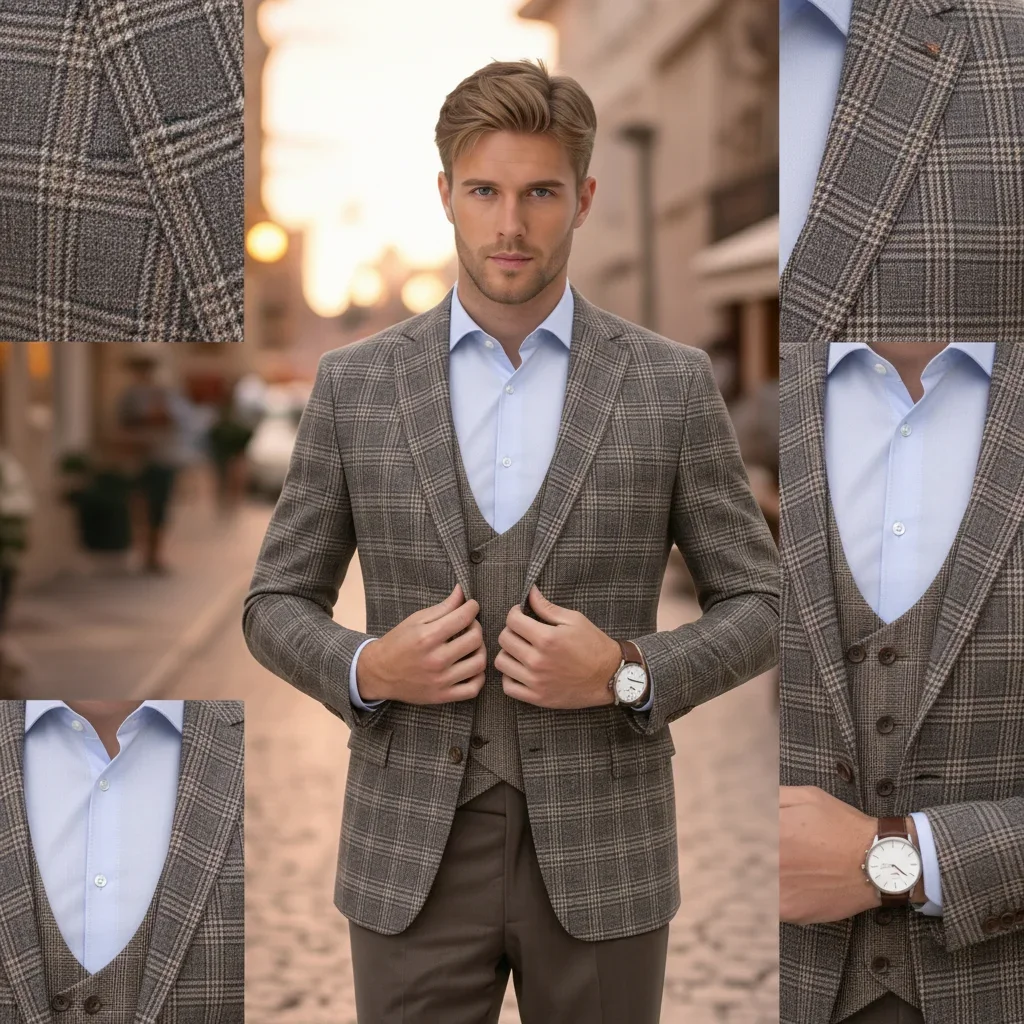 

Custom Tailored Mens Three Piece Suit for Wedding Groom Luxury Business Formal Attire Tuxedo