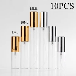 10pcs Clear Thin Glass Perfume Bottle Portable Sample Bottle Empty Sample Vials Refillable Mini Frosted Sprayer Travel Flacon