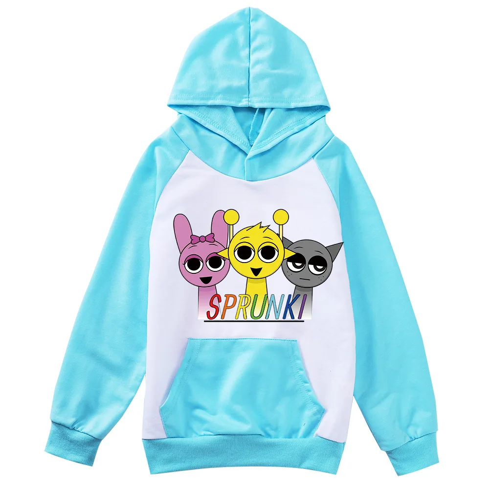 Music Game Incredibox Sprunki Hoodie Kids Hooded Sweatshirts Teen Boys Long Sleeve Cartoon Clothes Baby Girls Casual Outerwear