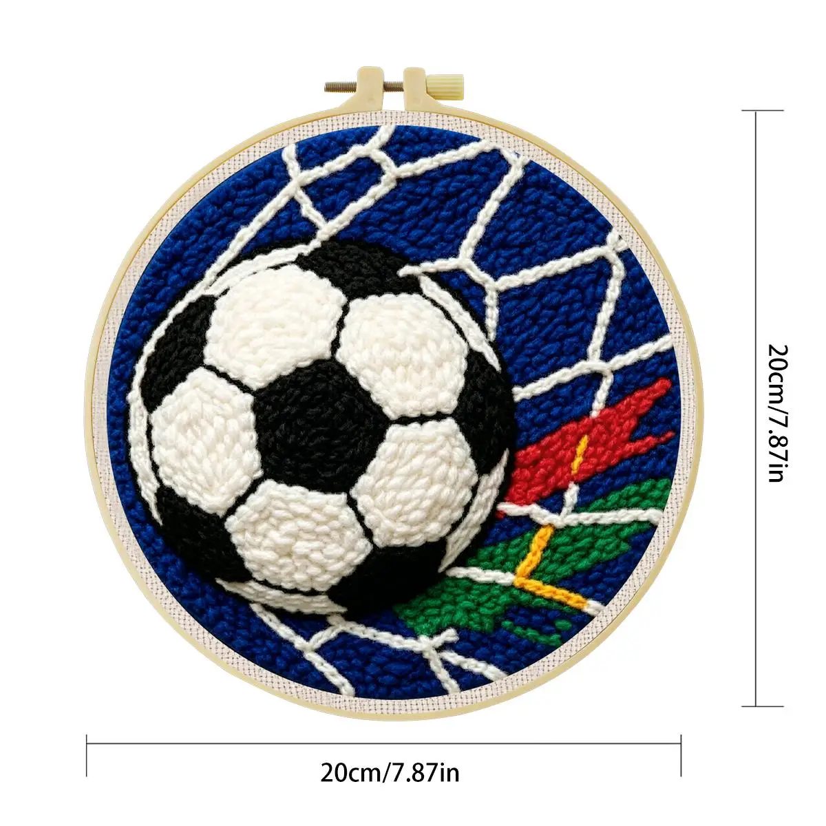 20X20CM/7,87 Zoll Fußballtor Punch-Nadel-Stickerei-Set, Stickerei, gestrickte Stickerei, DIY, handgemachtes Geschenk, Heimdekoration – Detail 2