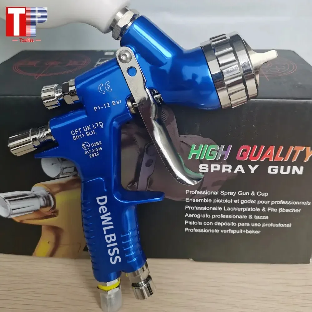 Tpaitlss Spray Gun Painting Gun 1.3mm Nozzle Blue with Mixing Cup Water Based Air Spray Gun Airbrush