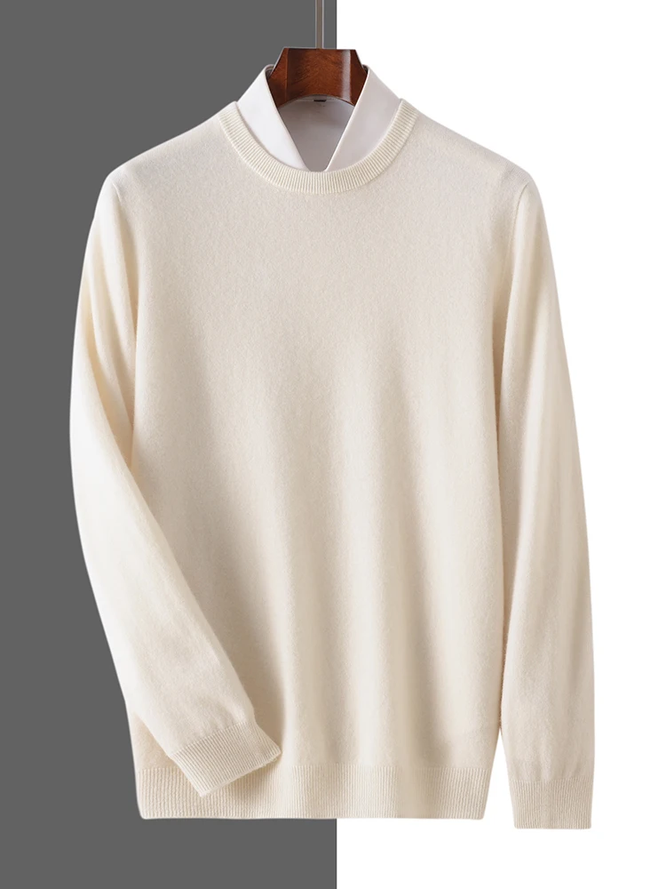 

Basic Cashmere Sweater Men's O-Neck Pullover Autumn Winter 100% Cashmere Knitwear Smart Casual Clothing Solid Color Soft Tops