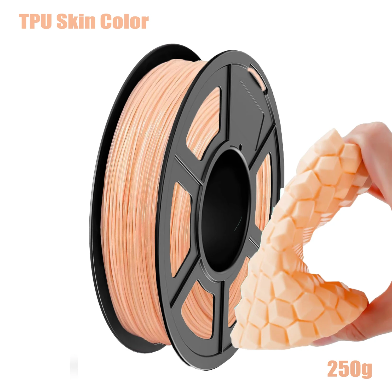 

TPU Filament 95A Skin Tone 1.75mm Diameter 250g Spool for 3D Printer Flexible Material 0.55lbs Weight