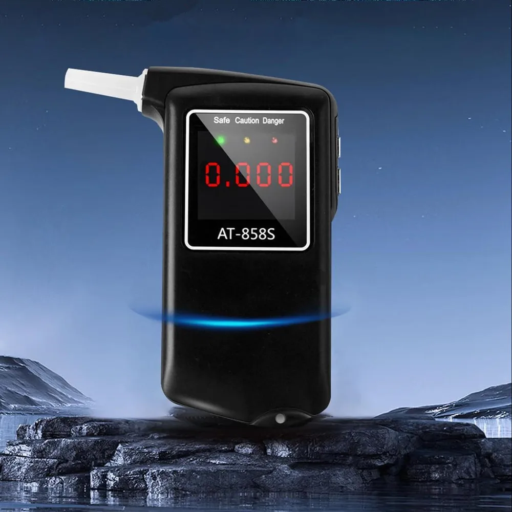 GREENWON Professional Accurate Breath Alcohol Tester Breathalyzer AT-858S Portable Alcohol Meter Detector with Mouthpieces