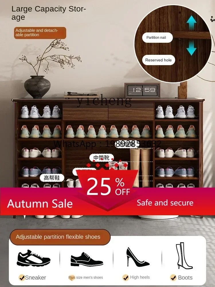 Large Capacity Multi-Layer Oversized Home Cabinet New Chinese Shoe Cabinet Home Doorway Entrance Cabinet