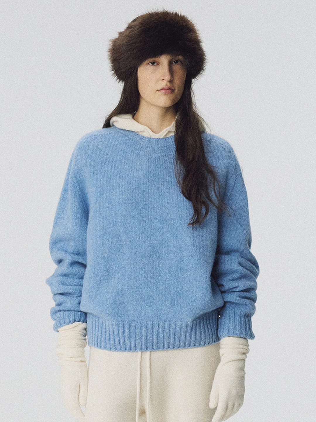 

Wool Sweater Women's 2025 Autumn and Winter New Korean High-end Blue Thin Knitted Sweater