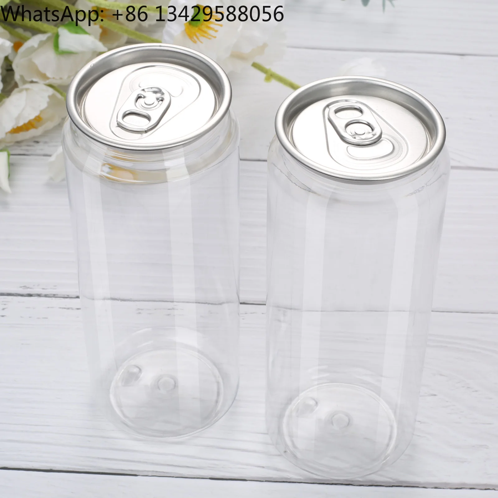 

Custom 330ml & 500ml Clear Plastic Cups with Pull Ring & Caps Round Beverage Boba Tea Canister