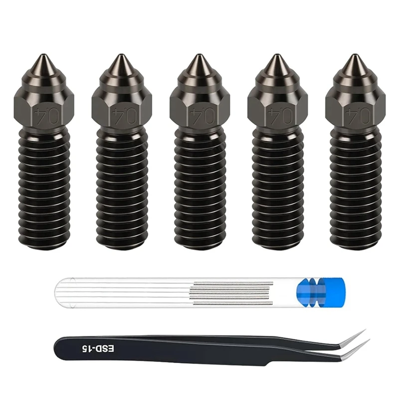 

5 PCS 0.4Mm Hardened Steel Nozzle Extruder Hot End Nozzle Kit For K1, K1 Max, Ender3 V3 KE, CR-M4, CR-10 SE 3D Printers