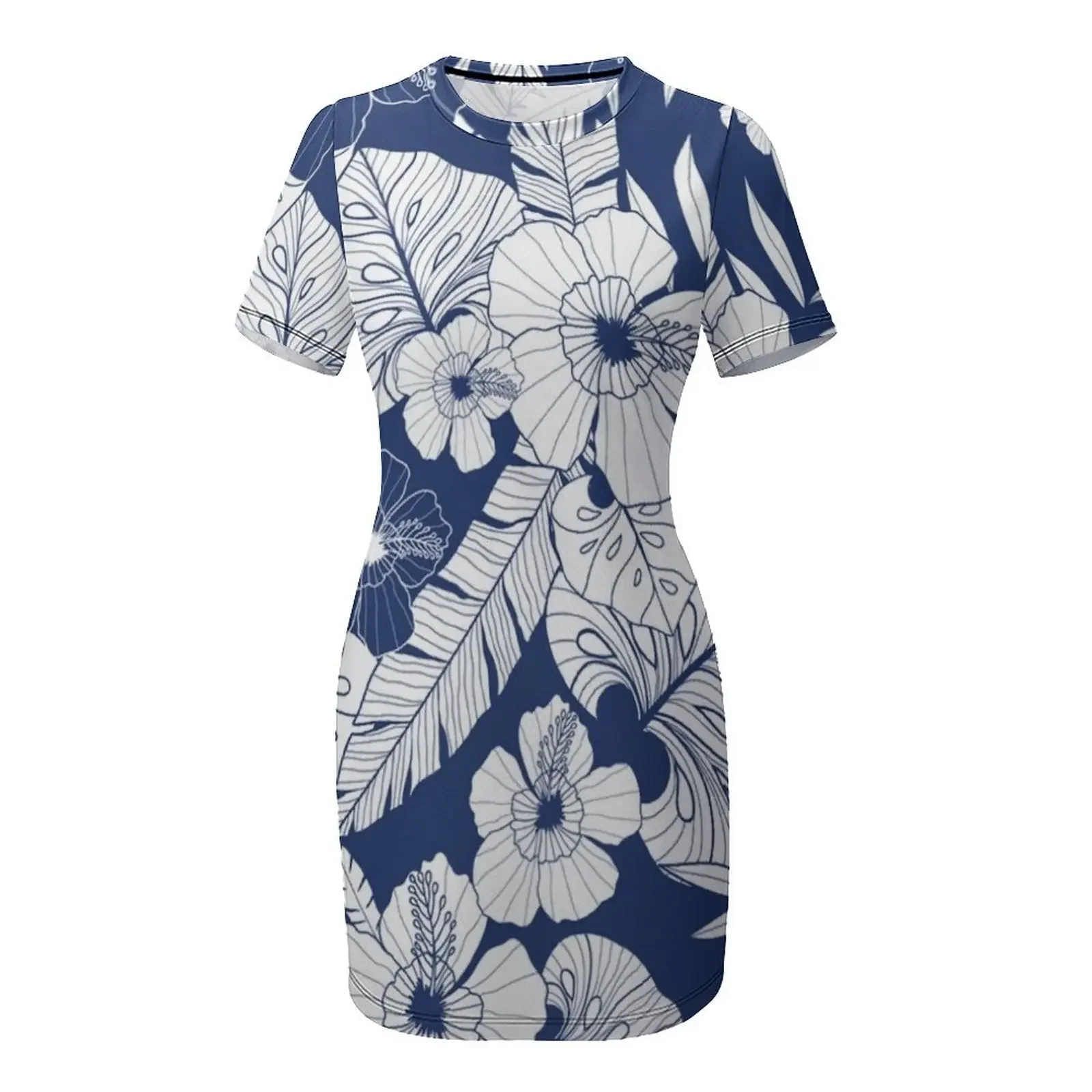 Leaves and hibiscus flowers Short-Sleeved Dress ceremony dresses Women's clothing prom dress 2025 Dress