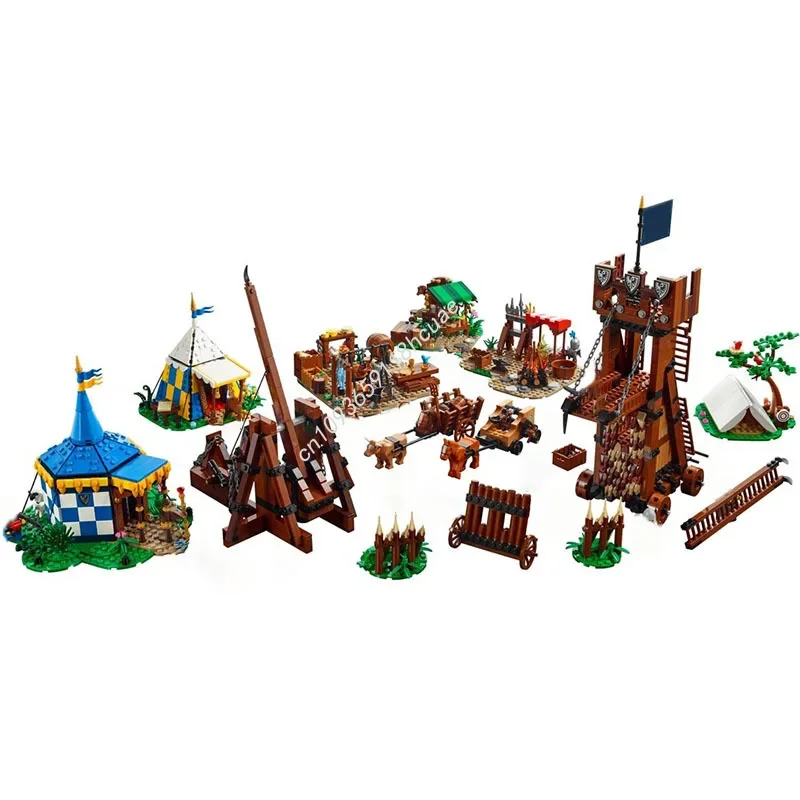 2601pcs Medieval Siege Encampment Modular Castle Model Building Blocks Diy Education Assembly Toys Festival Gifts
