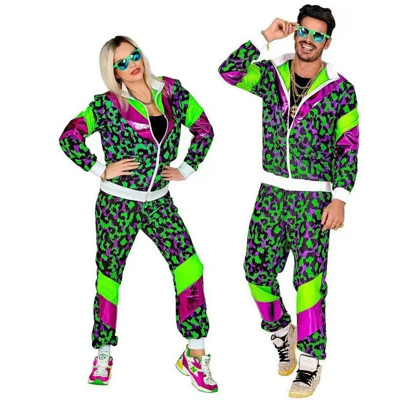 70er 80er Disco Vintage Hip Hop Cosplay Kostüme Männer Frauen Paar Sportbekleidung Halloween Karneval Rock Party Fantasy Dress Up Outfit