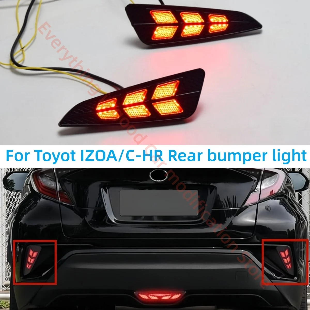Fit for Toyota IZOA/C-HR Rear bumper light Modification Special use LED Brake lights Turn signal Bumper lights Automobile parts