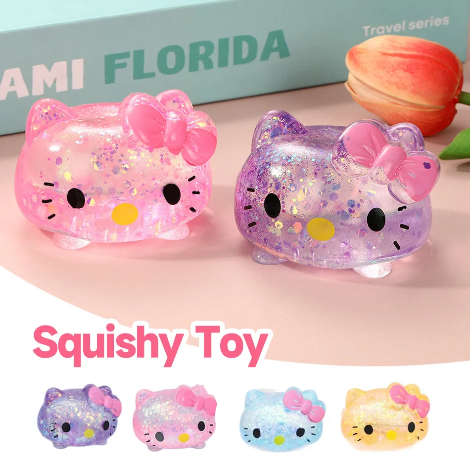 Glitzer Hello Kitty Maltose Squishy Ball, Langsam Aufsteigender Weicher Quetsch-Fidget-Spielzeug zur Angstlinderung, Perfektes Feiertagsgeschenk