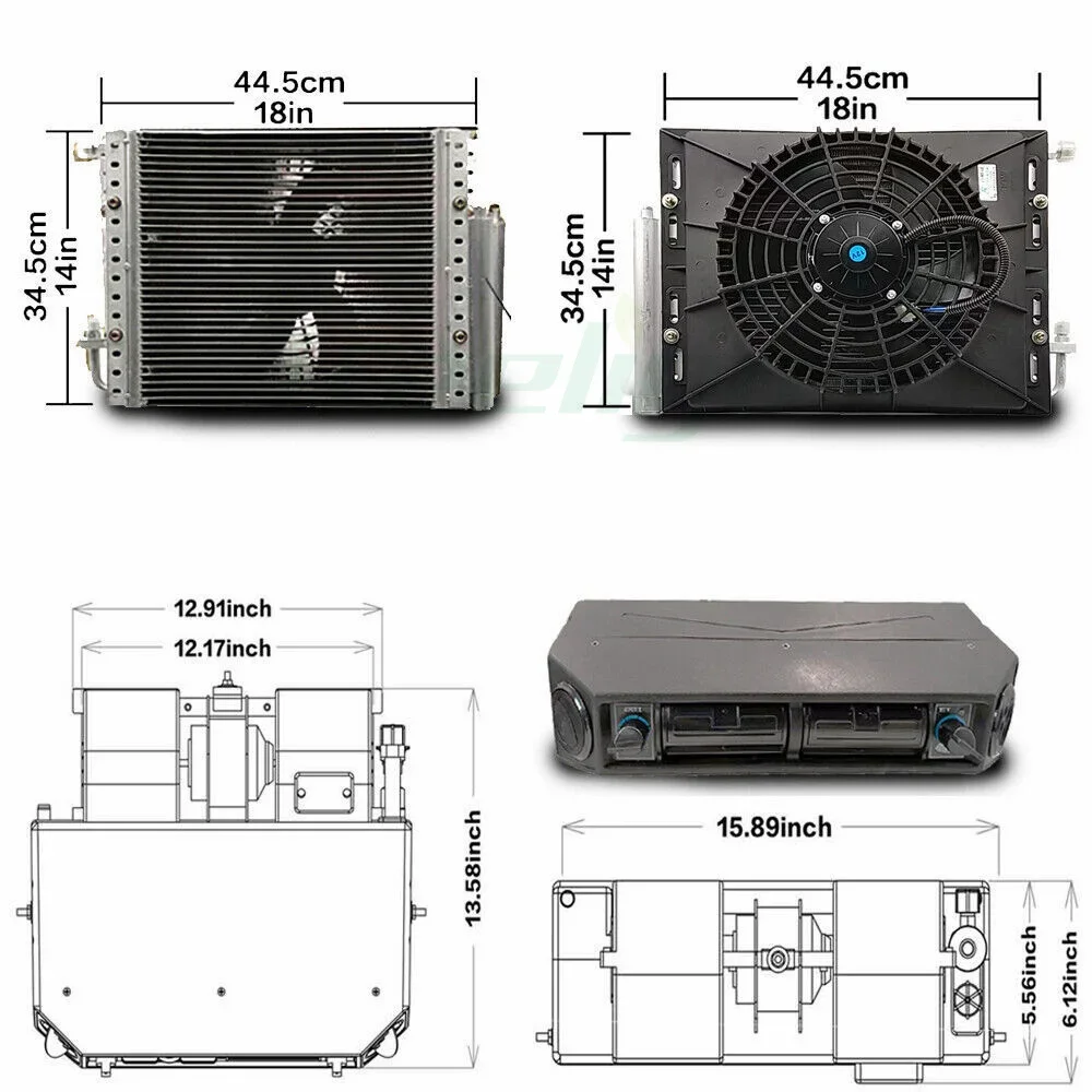 Treeligo Underdash 12v/ 24V Air Conditione universal Electric Heat&Cool AC Unit fit For Car Automotive SUV Truck Camper Van Boat