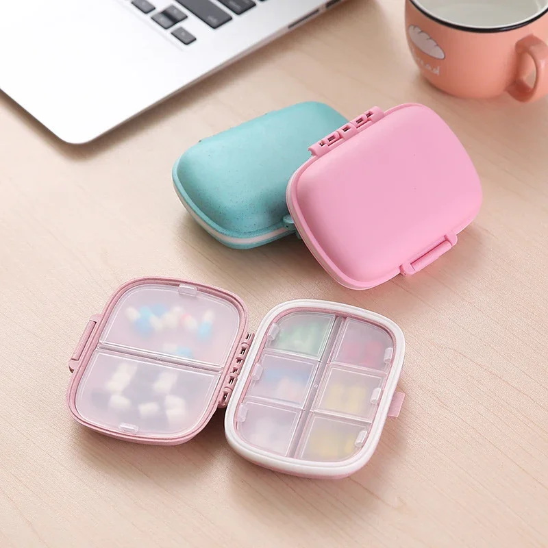 8 grids organizer container for tablets travel pill box with Seal ring Small box for tablets Wheat straw container for medicines