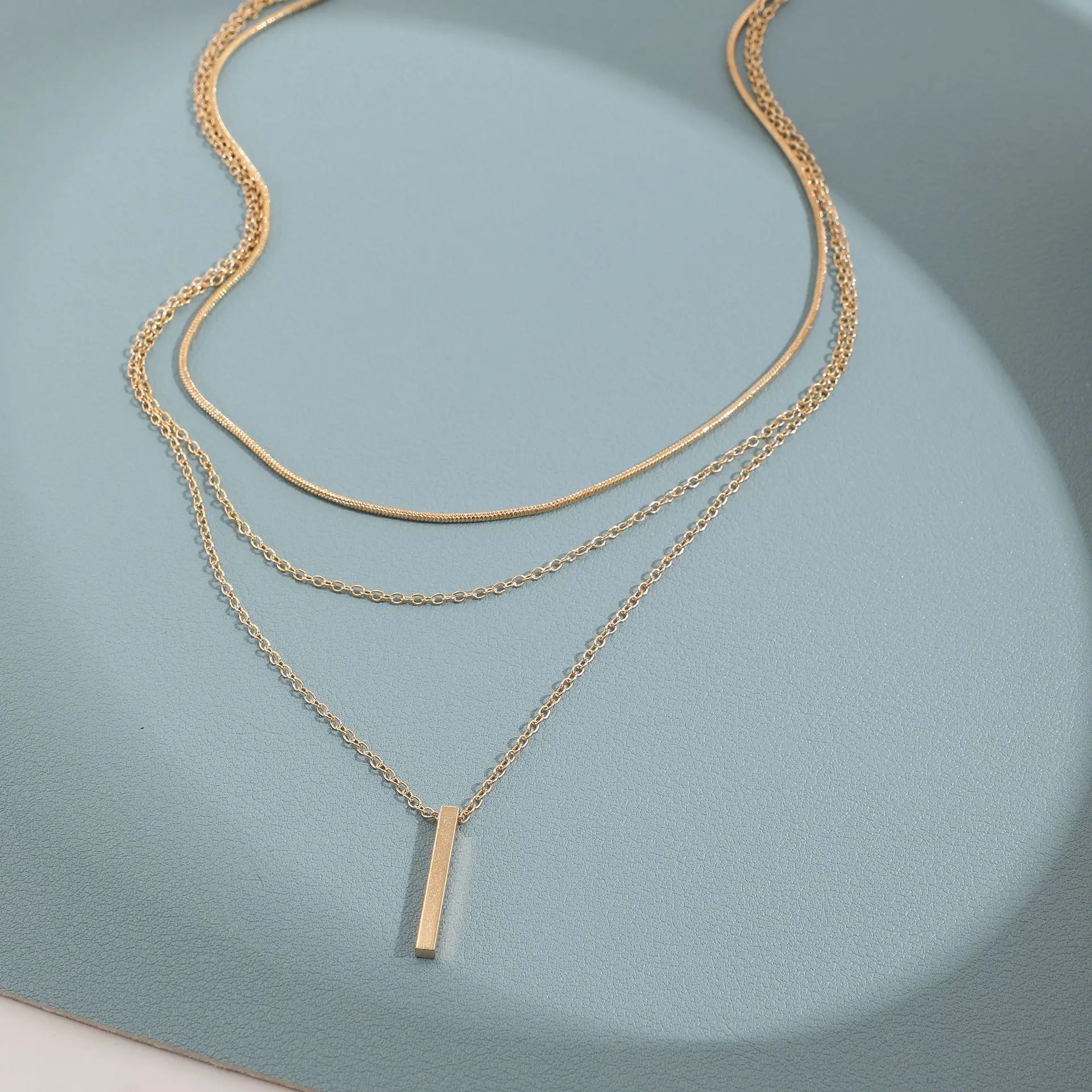 Personalized multi -layer stacking necklace necklace female small strong strip pendant clavicle chain