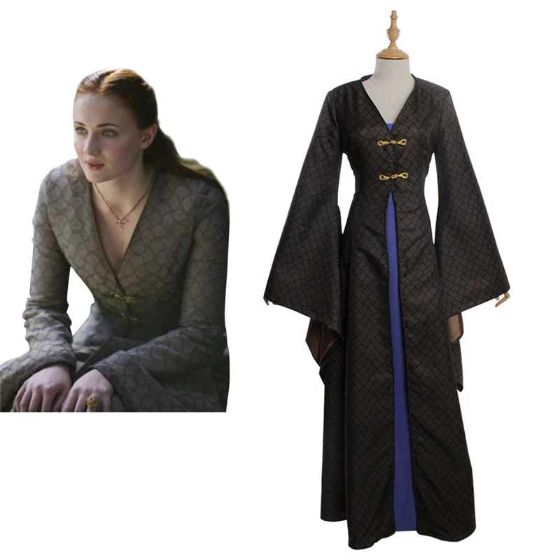 

TV Sansa Cosplay Costume Women Medieval Vintage Dress Halloween Party Outfits