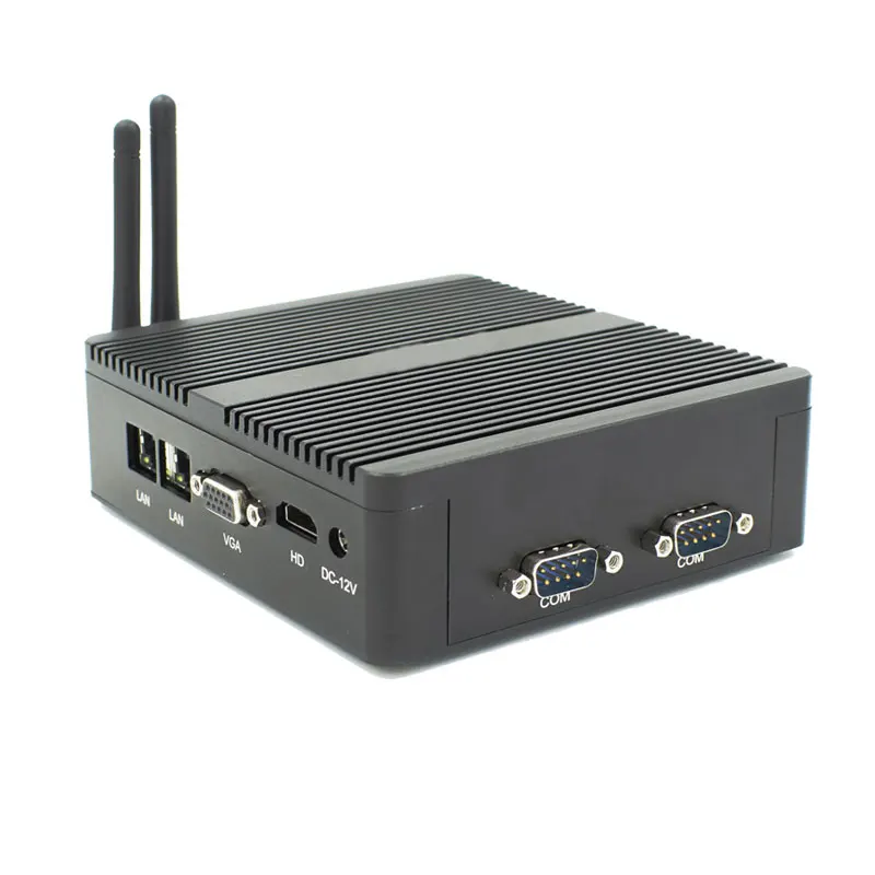 Cheap Fanless Industrial Mini PC Celeron J2900 J1900 2*LAN 2*RS232 Com HD VGA Dual Display  Win10 Linux Mini Rugged Computer