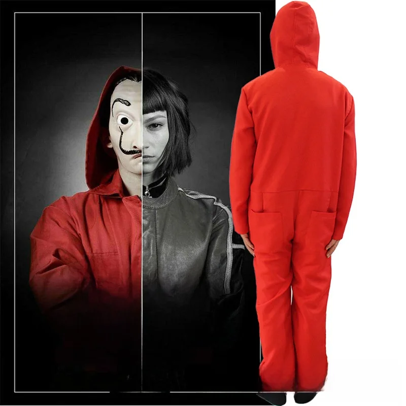 Red ex loween Cosplay Jester Suit One-Piece Costume Dali DaLi Paper House Theme Par Wear Traditional Chinese Costume