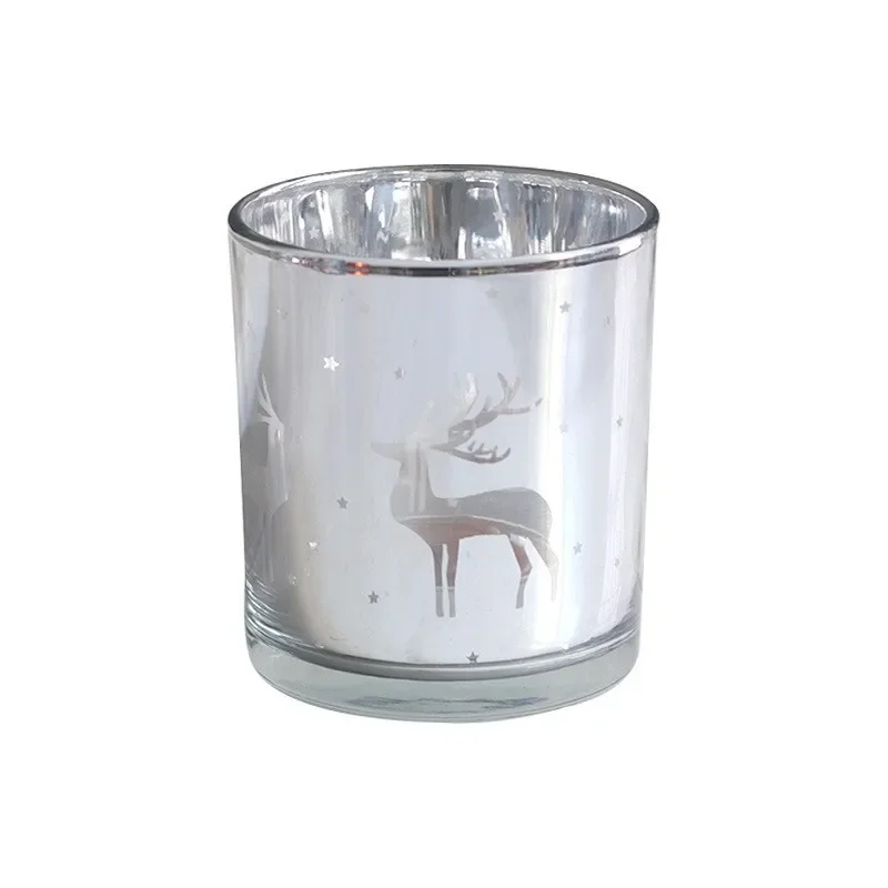 Jars for Candles Christmas Glass Elk Silver Electroplating Candlestick Candlestick Glass Empty Cup Candle Making Supplies