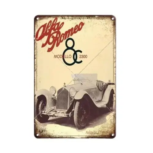 Romeo Model 8c 2300 Car Tin Sign Retro Wall Art Man Cave Decor Garage