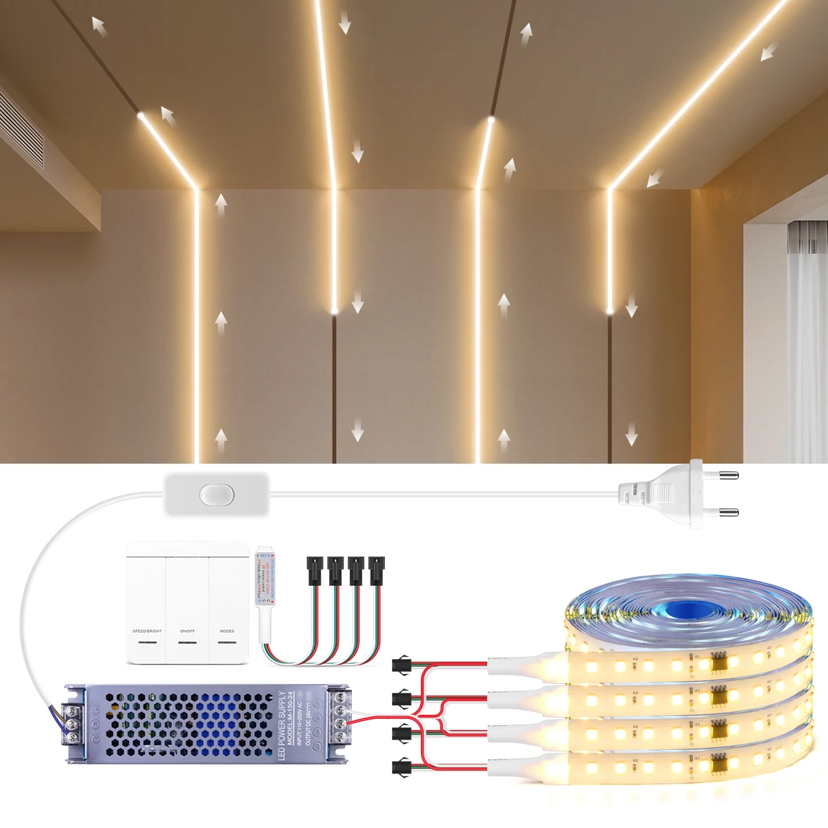 WS2811 24V DC Running Water LED Strip Flow Chasing Light Wireless Control 120LED/M Addressable Pixel Flexible Ribbon Room Decor