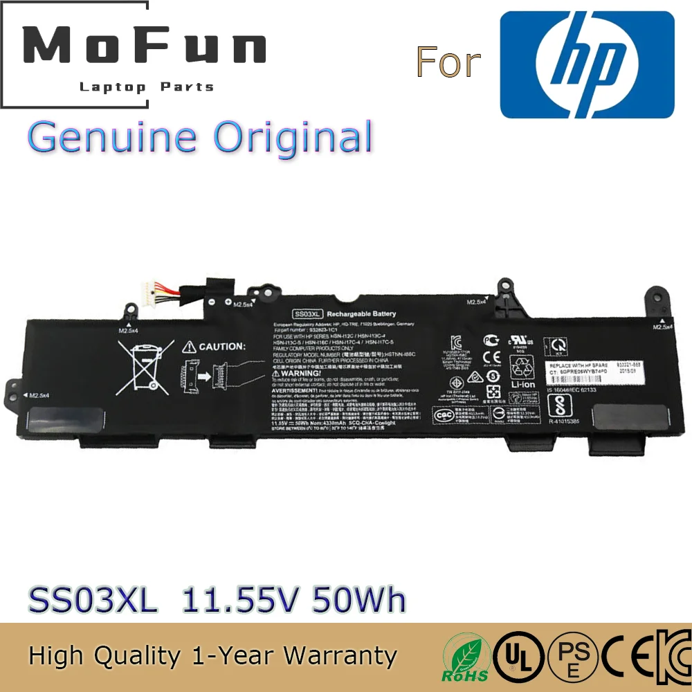 Brand New Original SS03XL 11.55V 50Wh Laptop Battery for HP EliteBook 840 G5 G6 730 735 740 G5 ZBook 14U G5 Mobile 933321-855