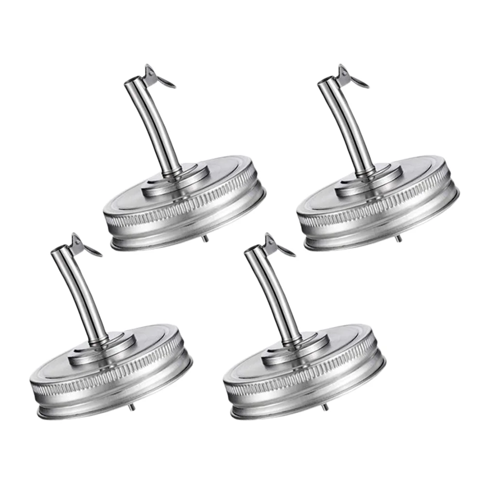 4 Pcs Olive Oil Dispenser Stainless Steel Nozzle Wide Mouth Mason Jars Spout Lid