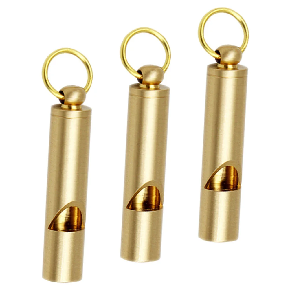 3 Pcs Whistle Golden Emergency Key Chain Referee Outdoor Using First Aid Copper Kids Loud