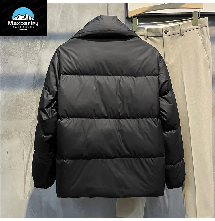 High Quality Down Jacket MenThickened Warm Loose Large Lapel White Duck Down Jacket Light Cushioned Men\'s Clothing Winter