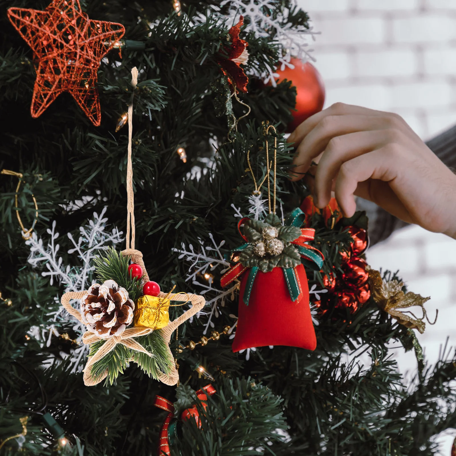 

Christmas Tree Hanging Ornament Pentagram Shaped Bright Gloss Easy Install Home Xmas Decor Christmas Tree Hanging Ornaments