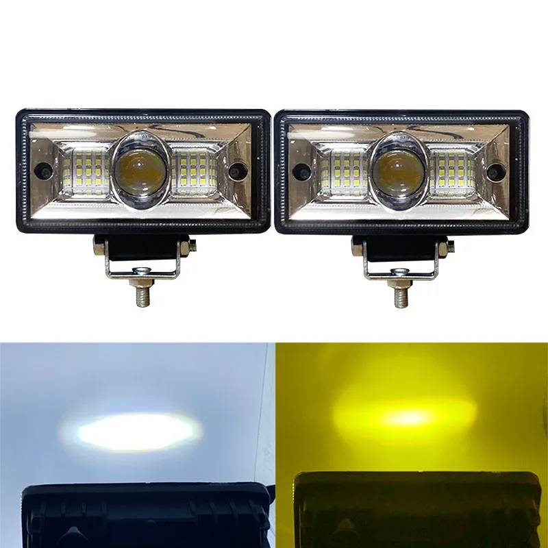 Nieuw Model 96W Super Helder Led-Werklicht DC12-24V Dubbele Kleur Wit Geel Hi/Dimlicht Led Spot Lichtbalk Voor Truck Suv 4X4