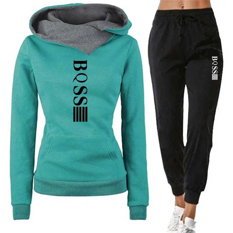 Womens Tracksuit Autumn Winter Warm Hooded Sweatshirts Female Jogging Sweatpants Fashion Versatile Woman Clothing Sports Outfits