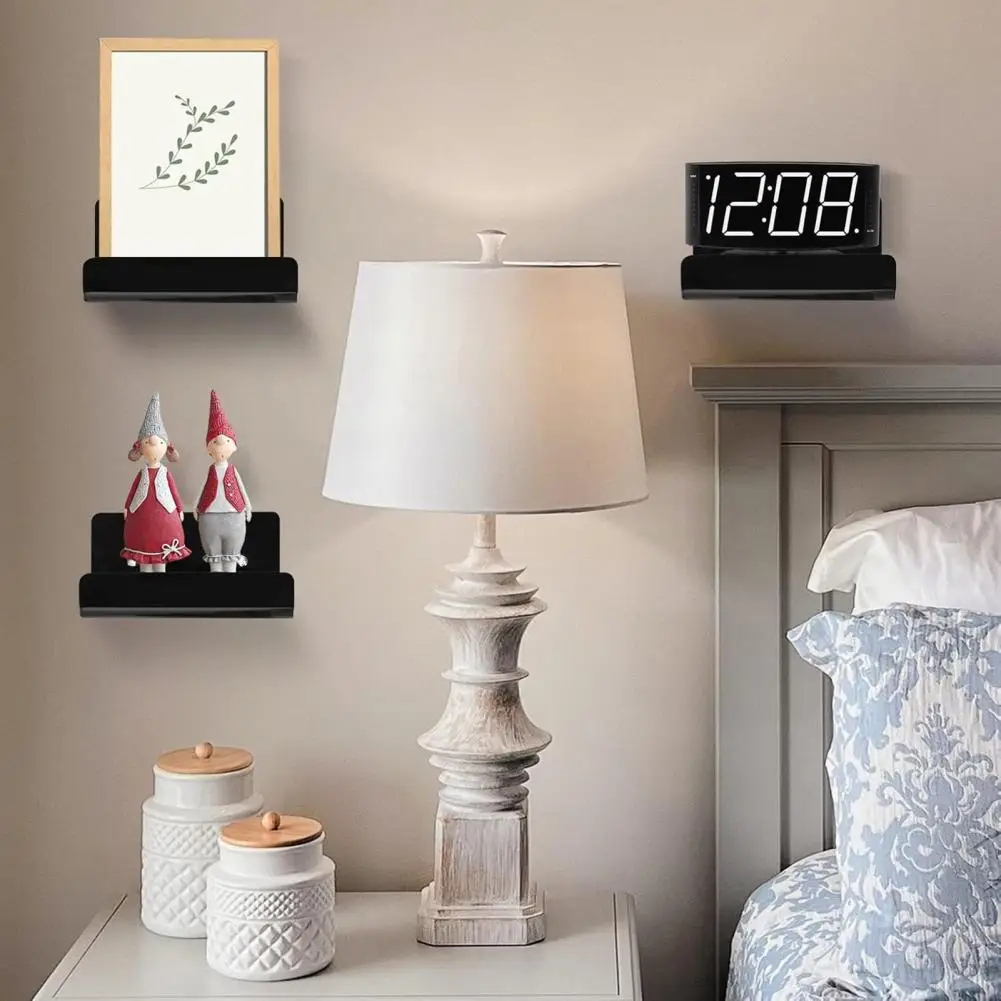 Wall Shelves with Mounting Accessories Floating Wall Shelves 3pcs Acrylic Wall Shelves Set Small Floating Storage Racks for Easy