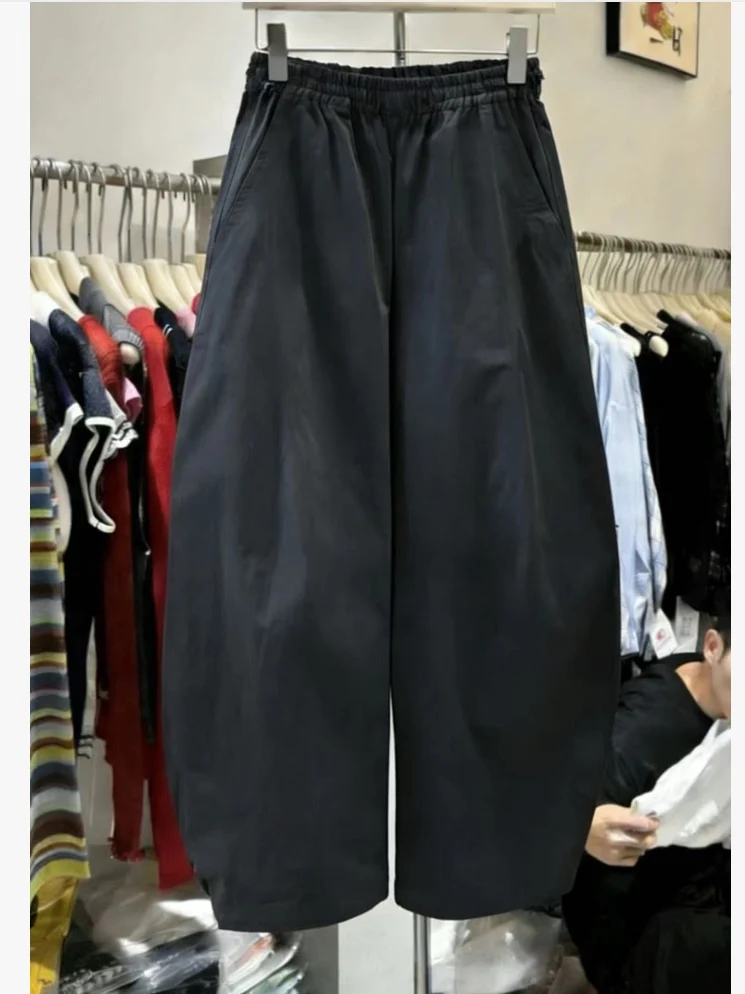 High Waist Wide Leg Pants Women Loose Casual Style Summer 2026 Vintage Loose Elastic Waist Knife Pants Nine Points Women's Cl...