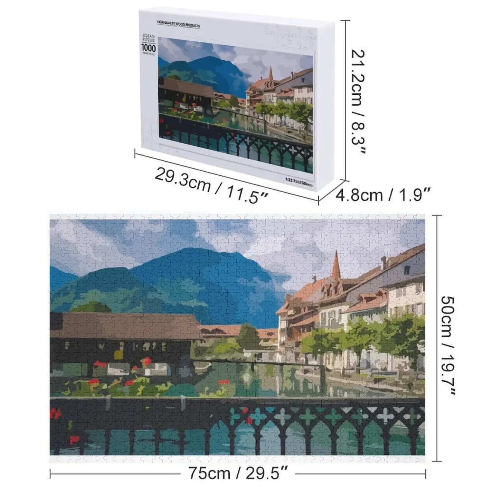 인터라켄 장면 그림 직소 퍼즐 나무 장식 그림 맞춤형 선물 맞춤 이름 어린이 장난감 맞춤 어린이 선물 퍼즐