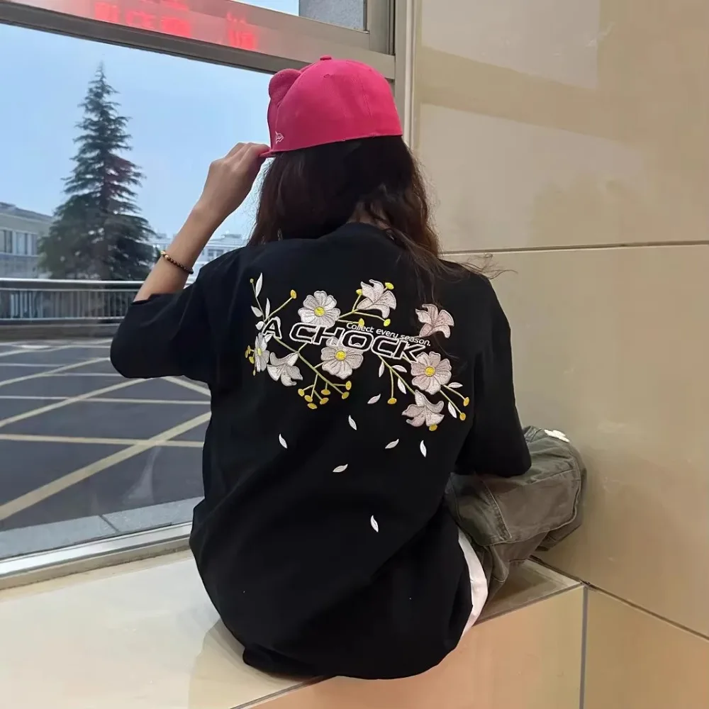 

2025 New Summer Heavy Cotton Loose T-Shirt Women's Couple Daisy Summer Daisies Flower Garden Gardeners T-Shirt