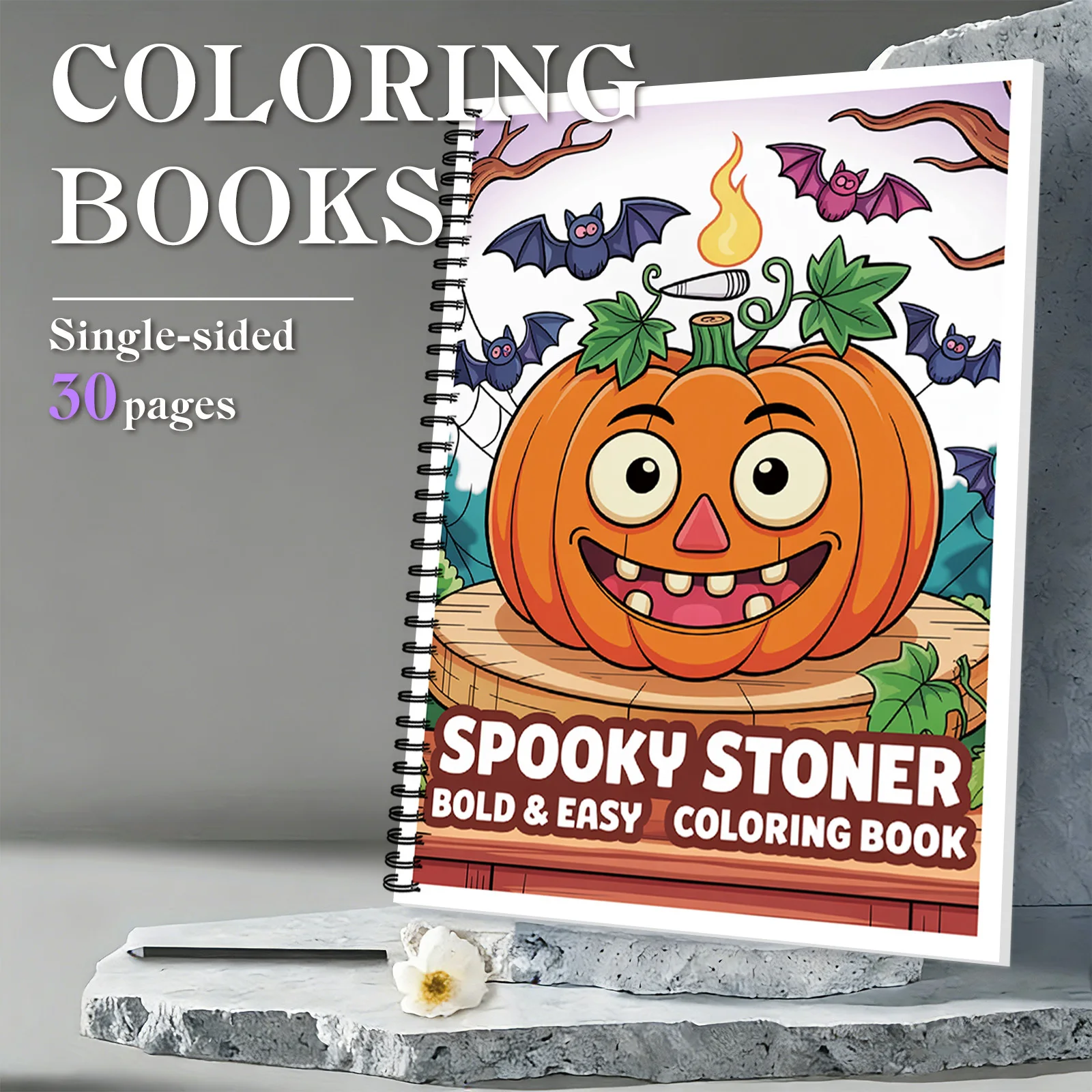 

1PC Drawing Books, Playful Spooky Pumpkin-Themed Spiral Bold & Easy Coloring Book, For Casual Stress-Relieving Coloring Sessions
