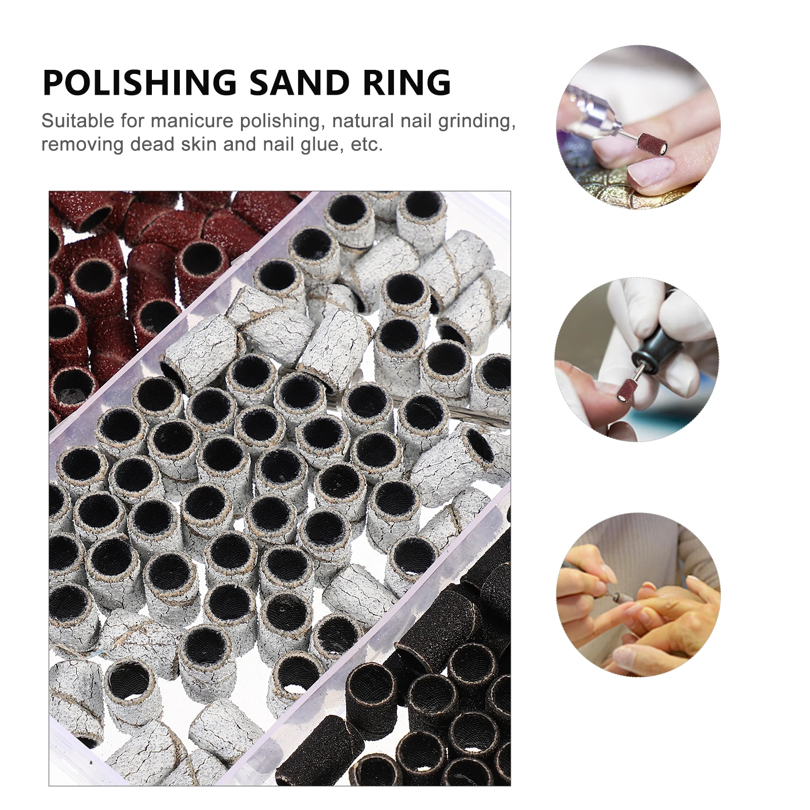 

210 Pcs Sanding Ring Nail Manicure Grinding Head Tool Art Supplies Polishing Bands Electric
